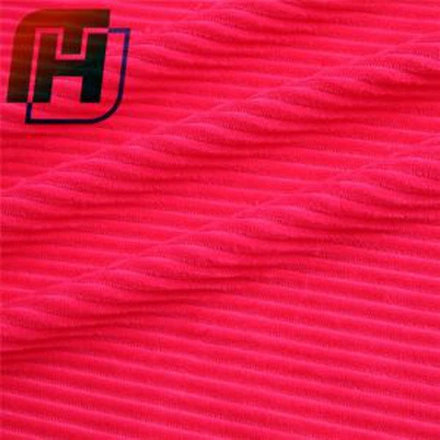 Velvet Stripe Fabric Rdeča