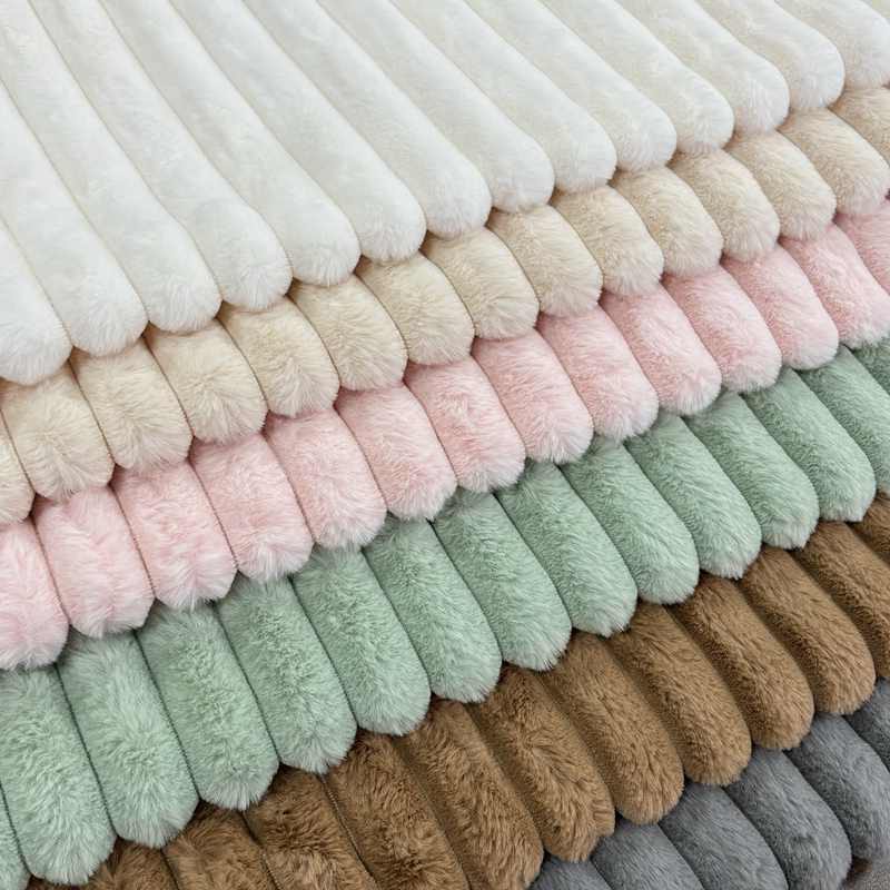 Striped faux fur fabric Striped faux fur fabric